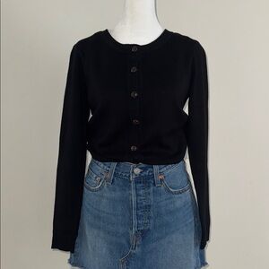 Industry Women's Cardigan Sweater black with brown buttons nwot